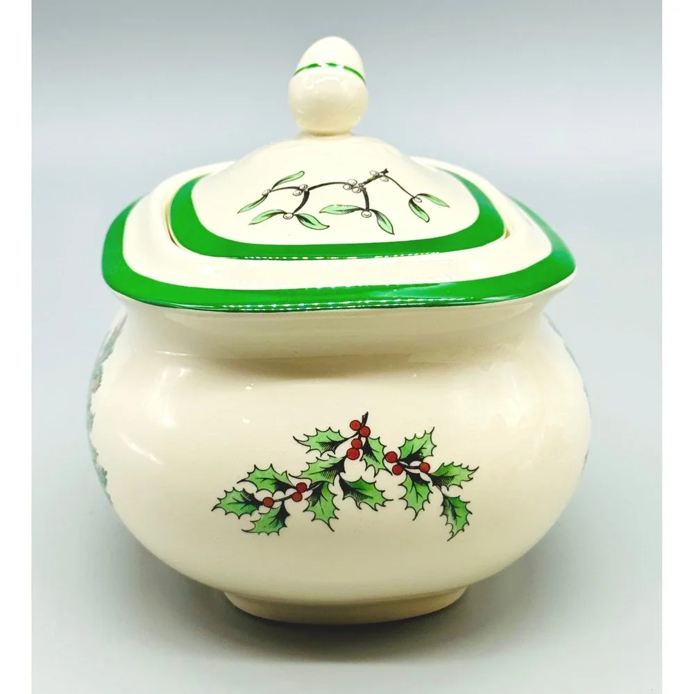 Spode Christmas Tree Creamer Lidded Sugar Bowl Set S3324 England Boxed